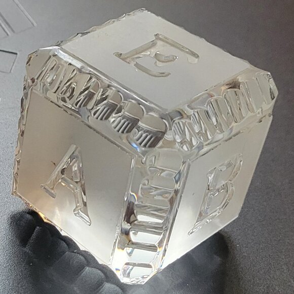 Waterford Cut Crystal Baby Cube ABCDE Alphabet Letters Block vintage Ireland EUC - Picture 1 of 5